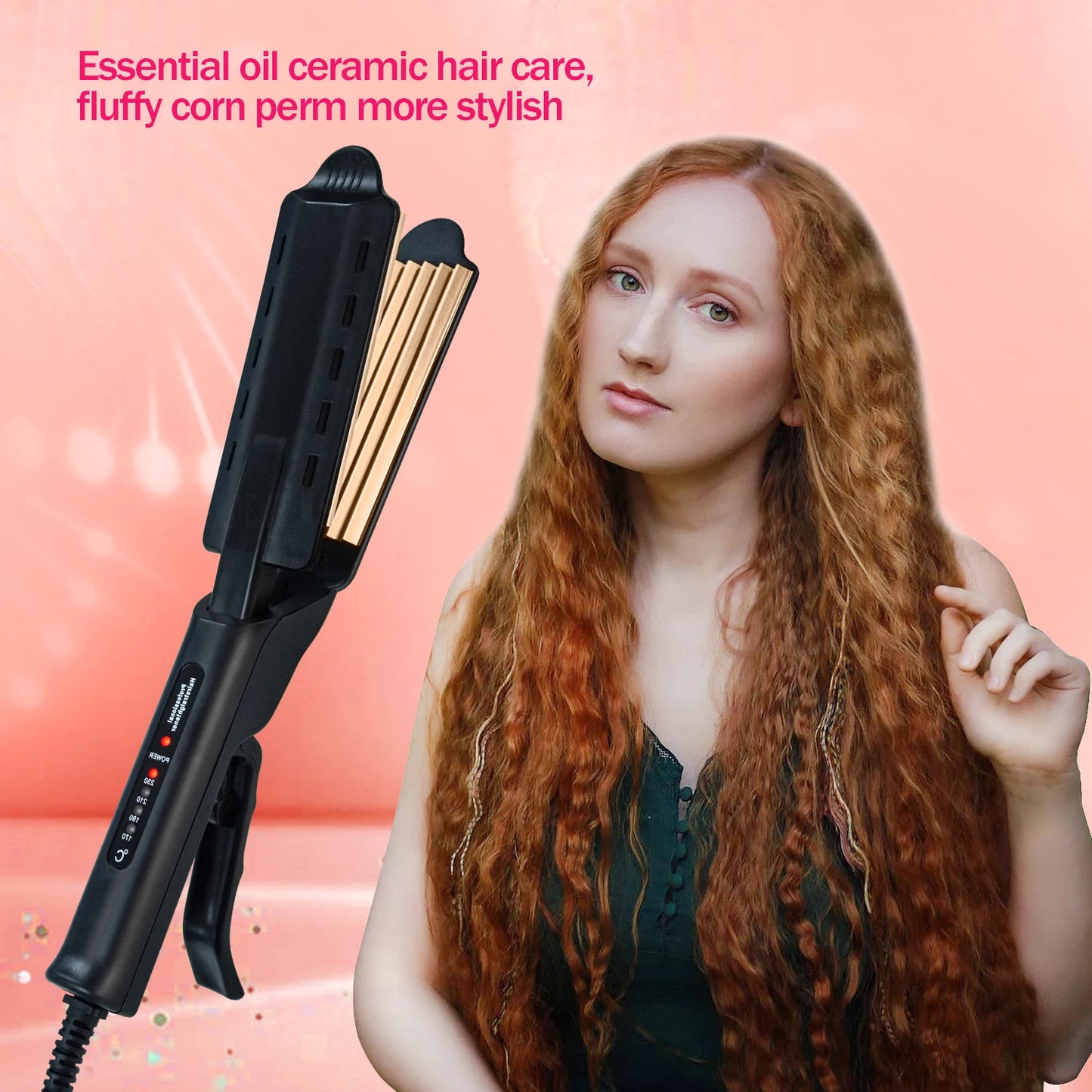 Ceramic Hair Crimper for Corn Curls | Tourmaline Flat Iron Styling Tool