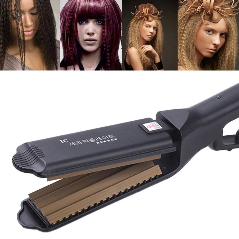 Ceramic Hair Crimper for Corn Curls | Tourmaline Flat Iron Styling Tool