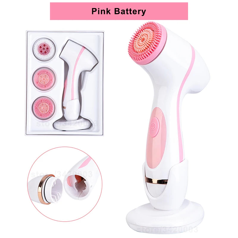 Deep Clean 6-in-1 Electric Facial Cleansing Brush with LED Display | Waterproof & Rechargeable