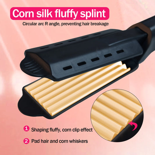 Ceramic Hair Crimper for Corn Curls | Tourmaline Flat Iron Styling Tool