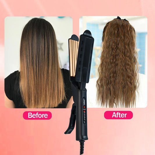 Ceramic Hair Crimper for Corn Curls | Tourmaline Flat Iron Styling Tool