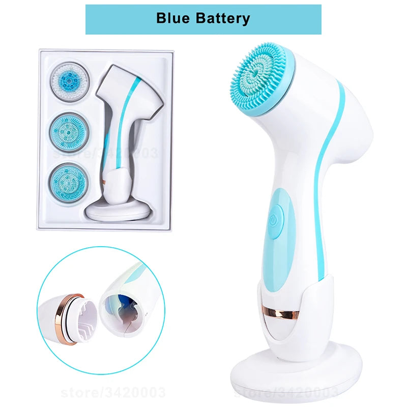 Deep Clean 6-in-1 Electric Facial Cleansing Brush with LED Display | Waterproof & Rechargeable